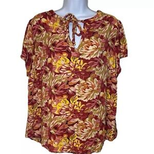 Torrid Rayon Crepe Tie Flutter Sleeve Peasant Top Size 1X